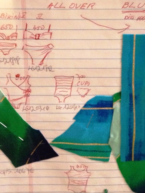 איורים של דגמים עם פיסות בדים